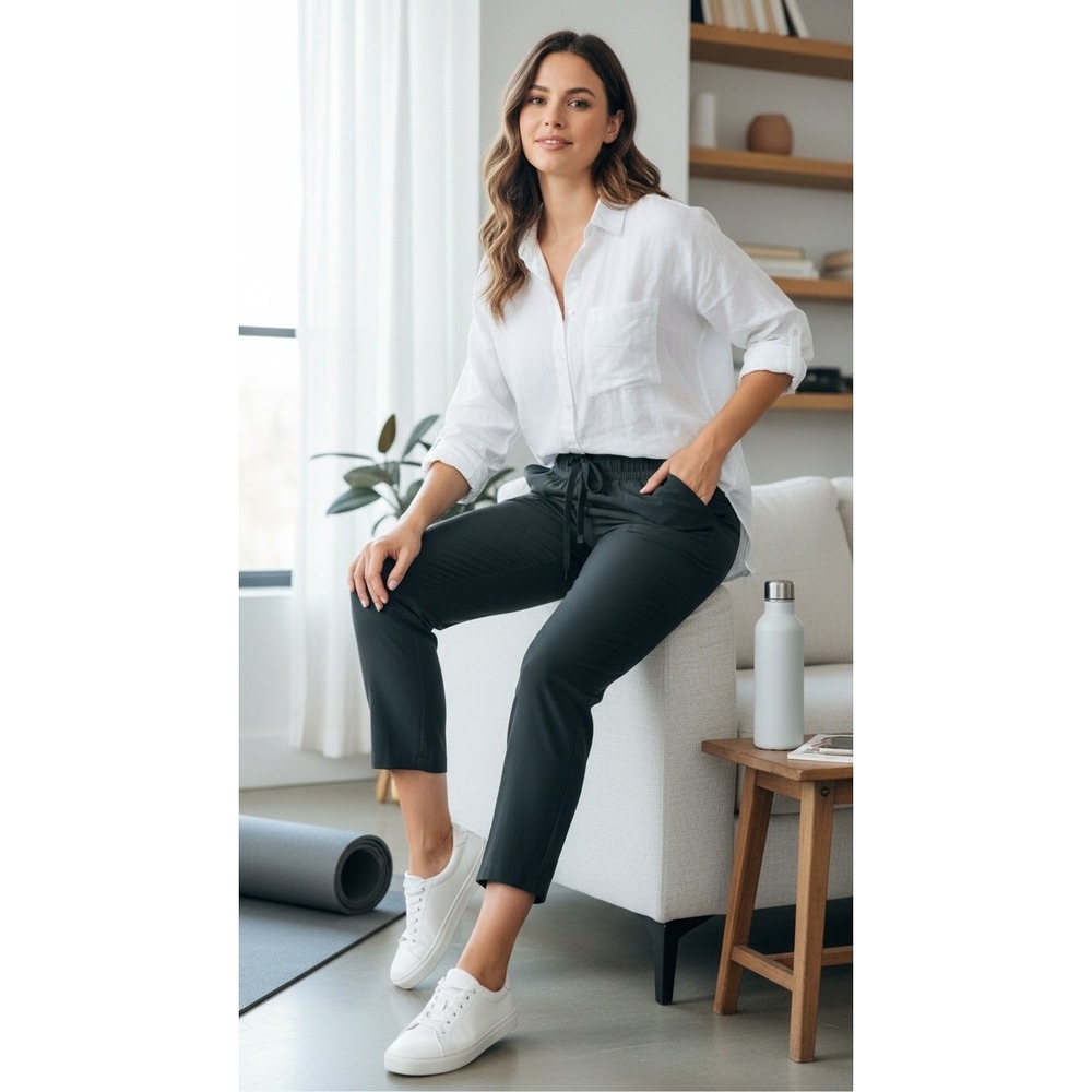 Apana Woman Large Gray Drawsring Jogger Pants‎ Activewear